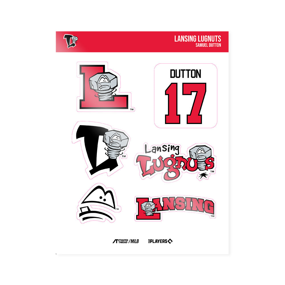 Lansing Lugnuts - MILB Baseball : Samuel Dutton - Sticker Sheet-0