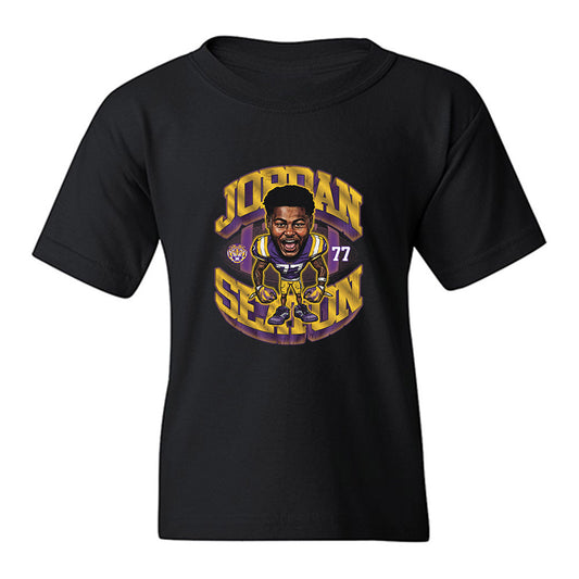 LSU - NCAA Football : Jordan Seaton - Caricature Youth T-Shirt-0