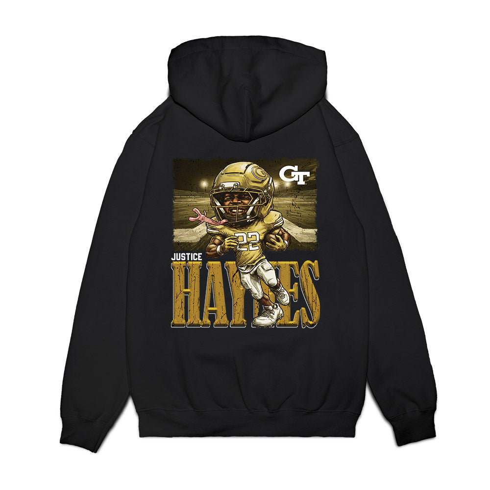 Georgia Tech - NCAA Football : Justice Haynes - Caricature Premium Hooded Sweatshirt-1