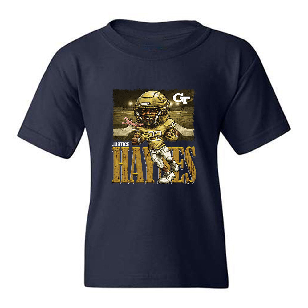 Georgia Tech - NCAA Football : Justice Haynes - Caricature Youth T-Shirt-0