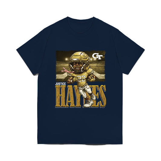 Georgia Tech - NCAA Football : Justice Haynes - Caricature Comfort Colors T-Shirt-0