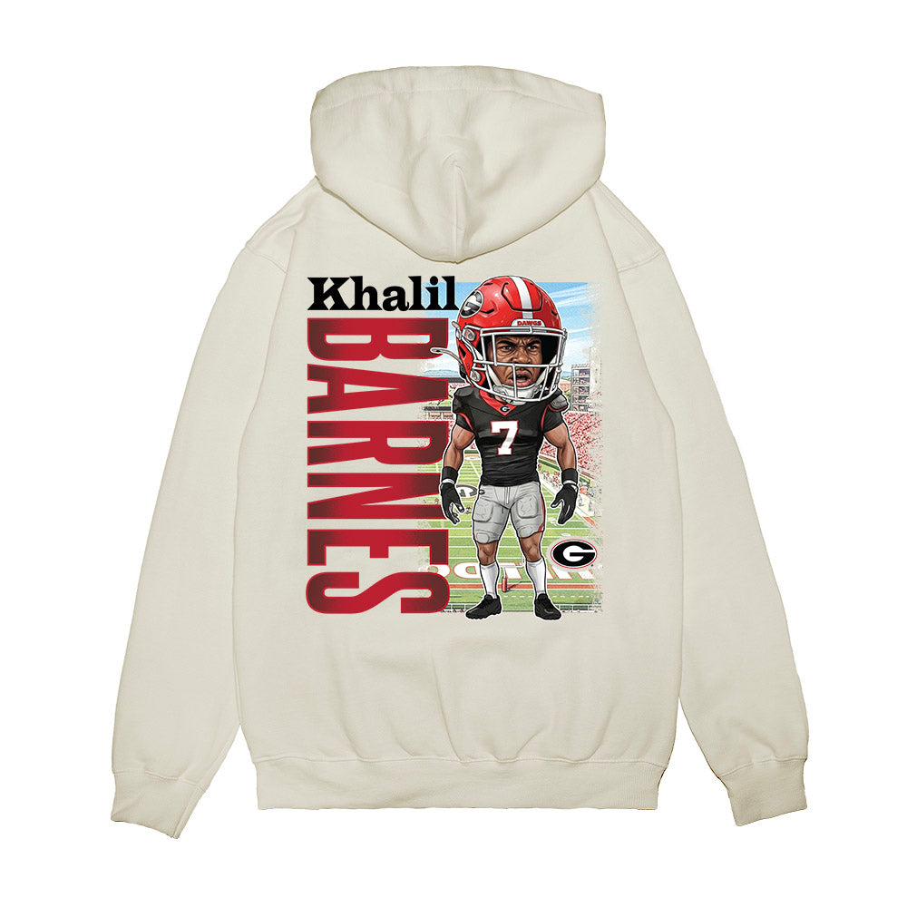 Georgia - NCAA Football : Khalil Barnes - Caricature Premium Hooded Sweatshirt-1