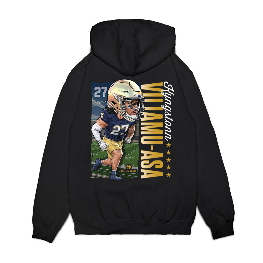 Notre Dame - NCAA Football : Kyngstonn Viliamu-Asa - Caricature Premium Hooded Sweatshirt-1