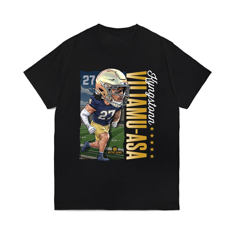 Notre Dame - NCAA Football : Kyngstonn Viliamu-Asa - Caricature Comfort Colors T-Shirt-0