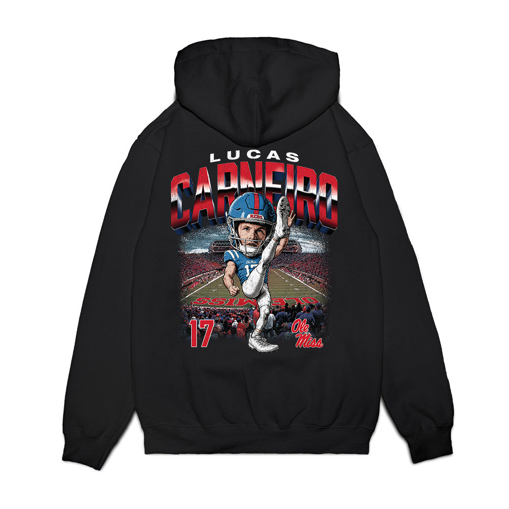 Ole Miss - NCAA Football : Lucas Carneiro - Caricature Premium Hooded Sweatshirt-1