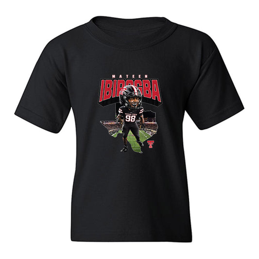Texas Tech - NCAA Football : Mateen Ibirogba - Caricature Youth T-Shirt-0
