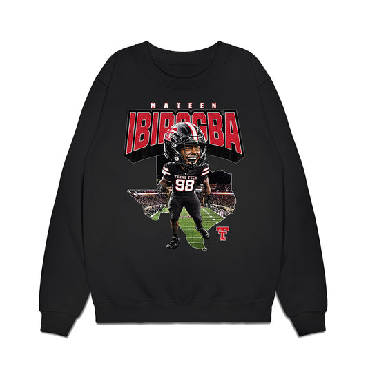 Texas Tech - NCAA Football : Mateen Ibirogba - Caricature Premium Crewneck Sweatshirt-0