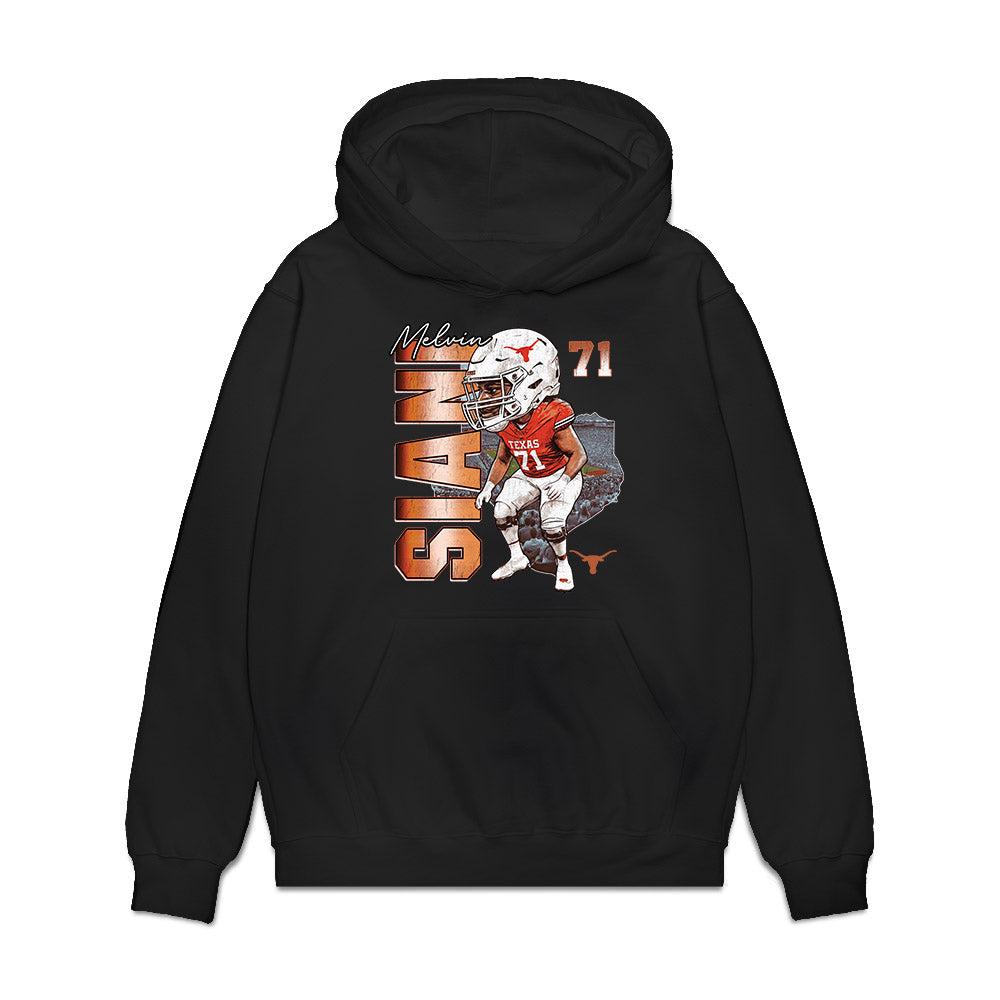Texas - NCAA Football : Melvin Siani - Caricature Premium Hooded Sweatshirt-0