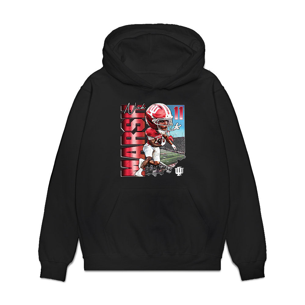 Indiana - NCAA Football : Nick Marsh - Caricature Premium Hooded Sweatshirt-0