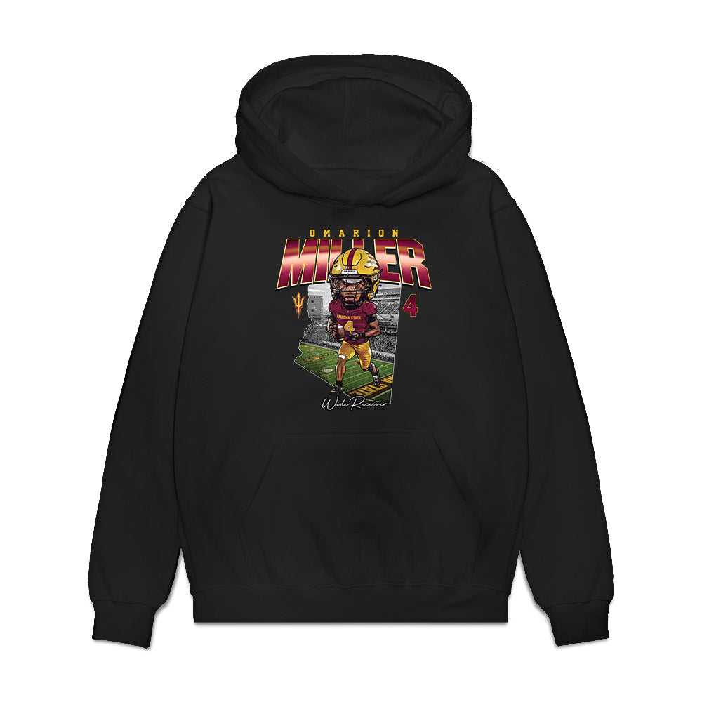 Arizona State - NCAA Football : Omarion Miller - Caricature Premium Hooded Sweatshirt-0