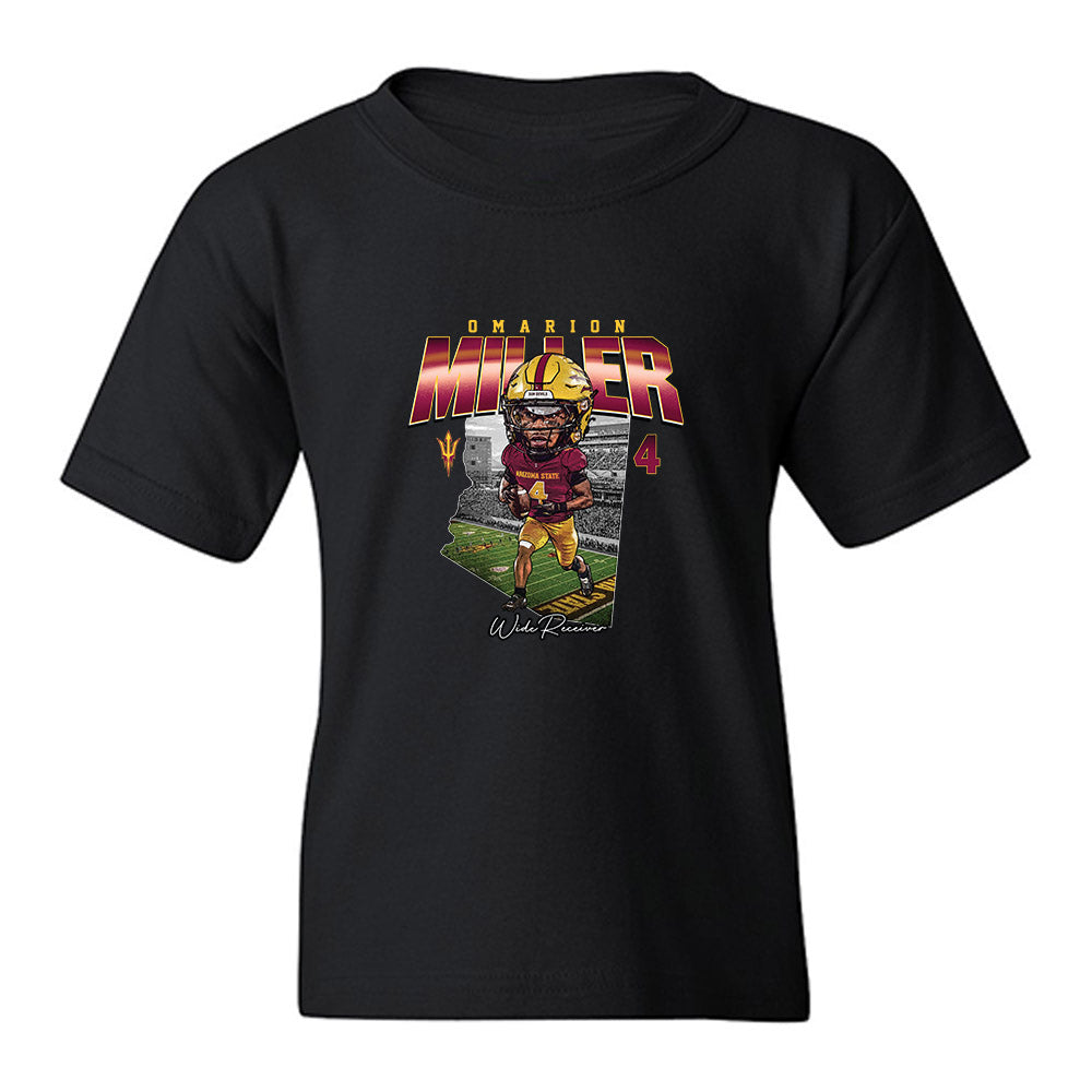 Arizona State - NCAA Football : Omarion Miller - Caricature Youth T-Shirt-0