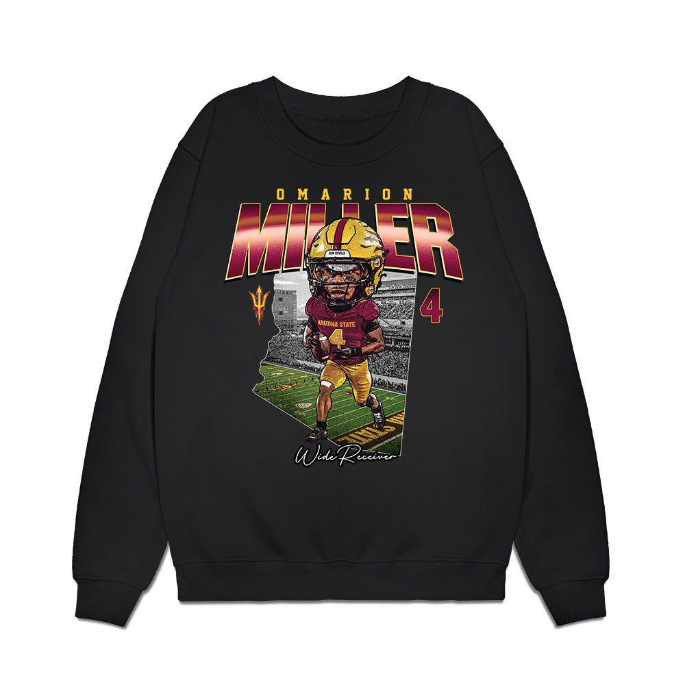 Arizona State - NCAA Football : Omarion Miller - Caricature Premium Crewneck Sweatshirt-0
