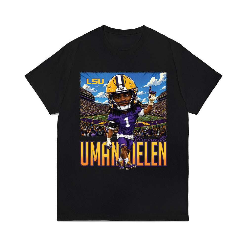 LSU - NCAA Football : Princewill Umanmielen - Caricature Comfort Colors T-Shirt-0