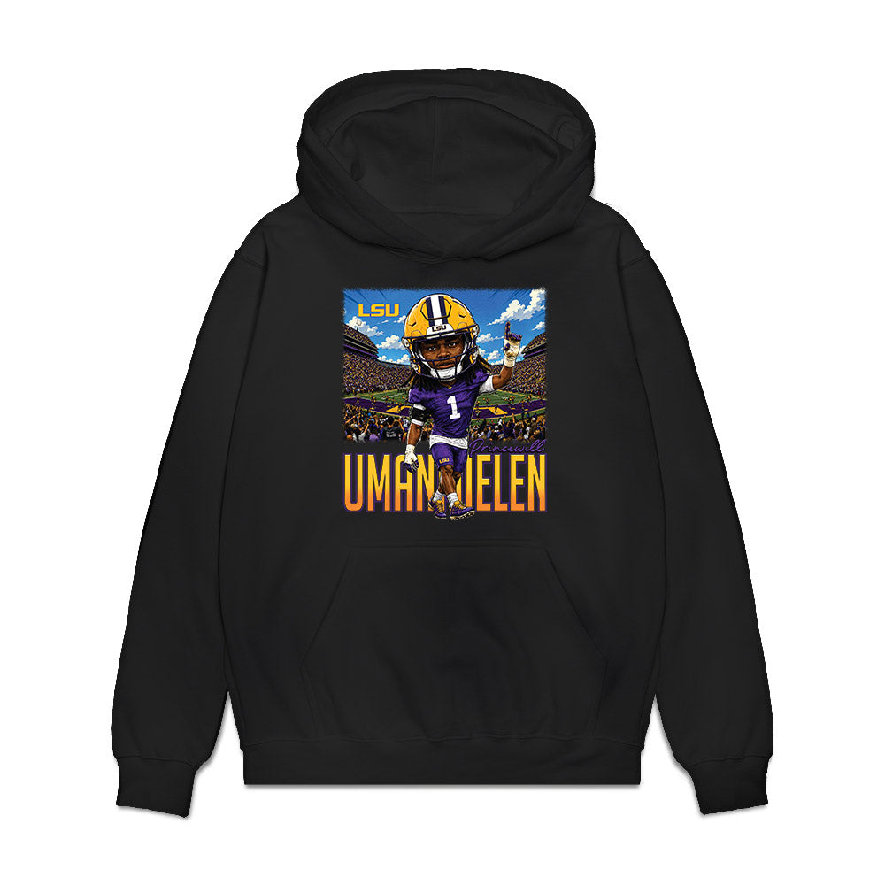 LSU - NCAA Football : Princewill Umanmielen - Caricature Premium Hooded Sweatshirt-0