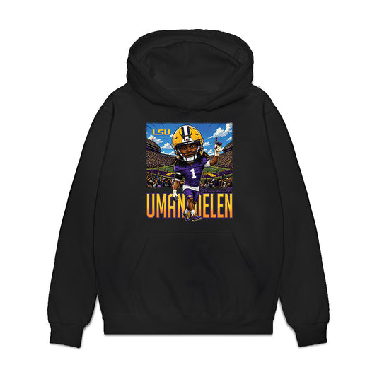 LSU - NCAA Football : Princewill Umanmielen - Caricature Premium Hooded Sweatshirt-0