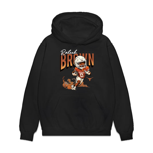 Texas - NCAA Football : Raleek Brown - Caricature Premium Hooded Sweatshirt-0