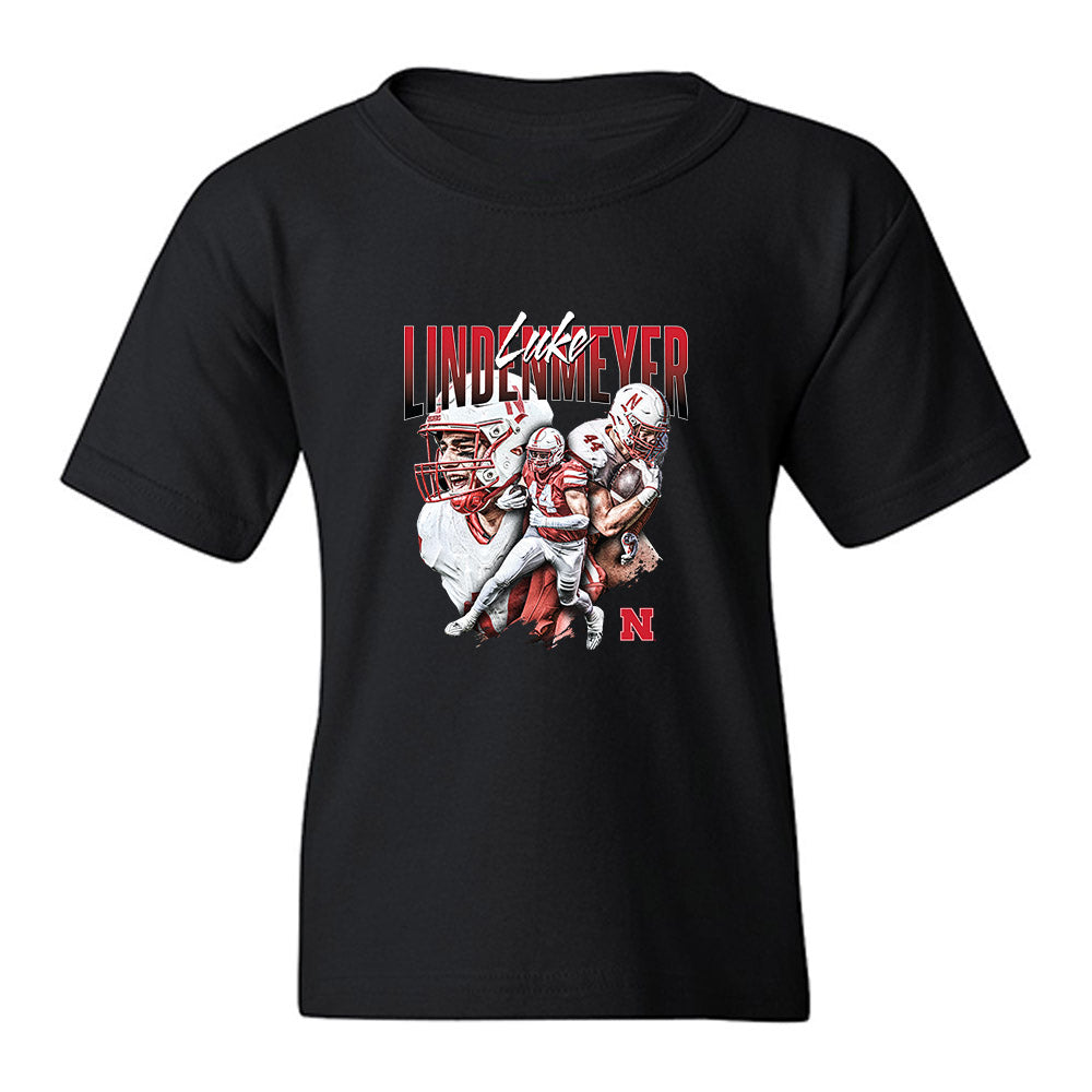 Nebraska - NCAA Football : Luke Lindenmeyer - Collage Youth T-Shirt-0