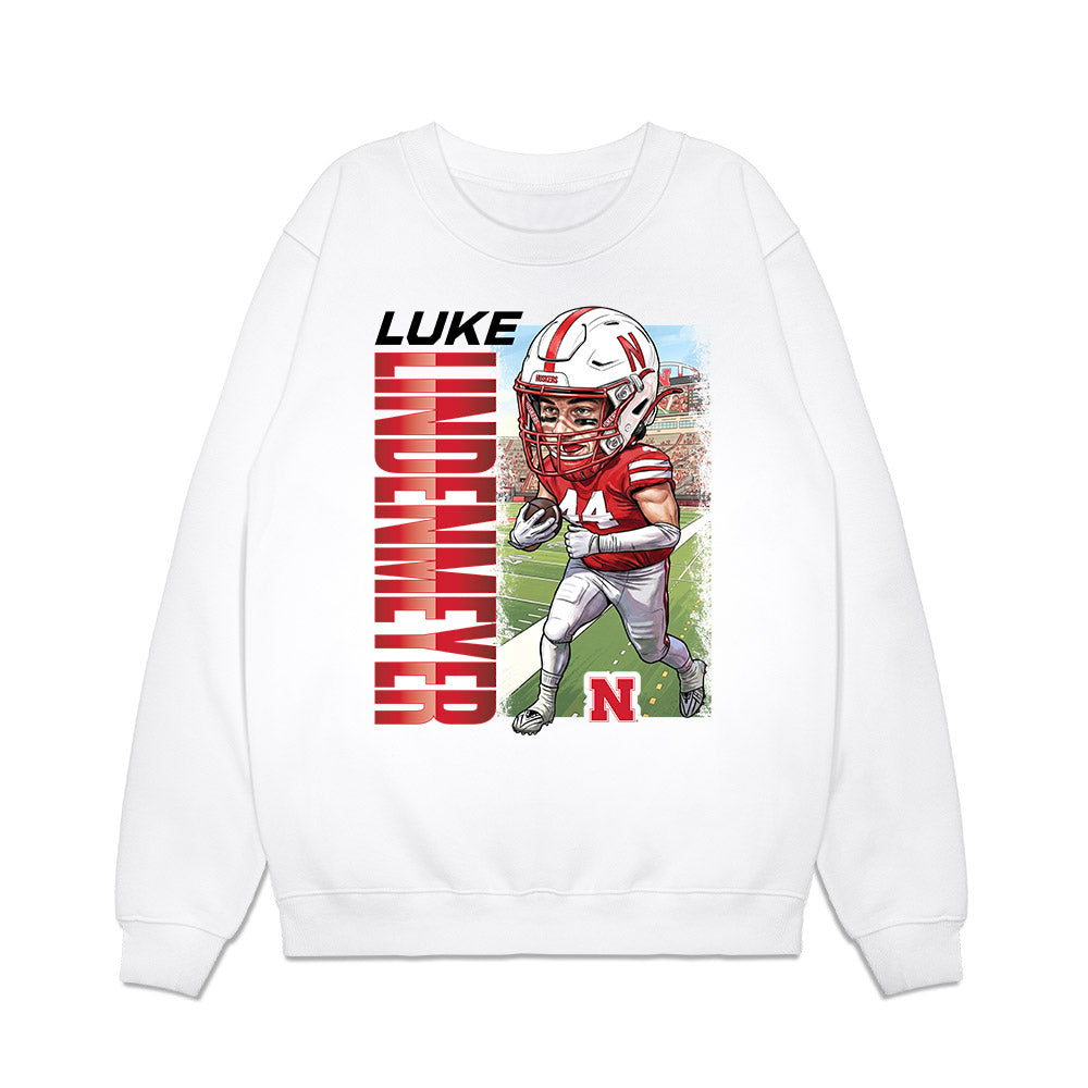 Nebraska - NCAA Football : Luke Lindenmeyer - Caricature Premium Crewneck Sweatshirt-0