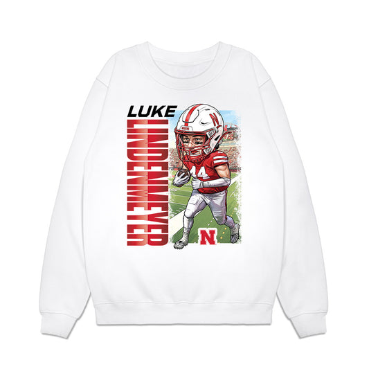 Nebraska - NCAA Football : Luke Lindenmeyer - Caricature Premium Crewneck Sweatshirt-0