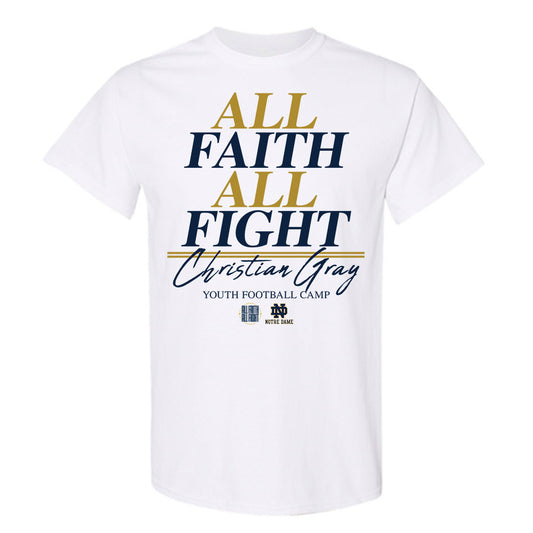 Notre Dame - NCAA Football : Christian Gray - Youth Football Camp T-Shirt-0