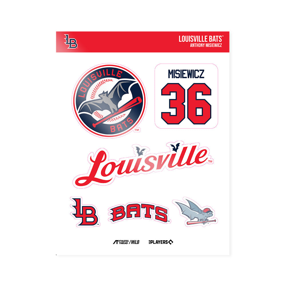 Louisville Bats - MILB Baseball : Anthony Misiewicz - Sticker Sheet-0