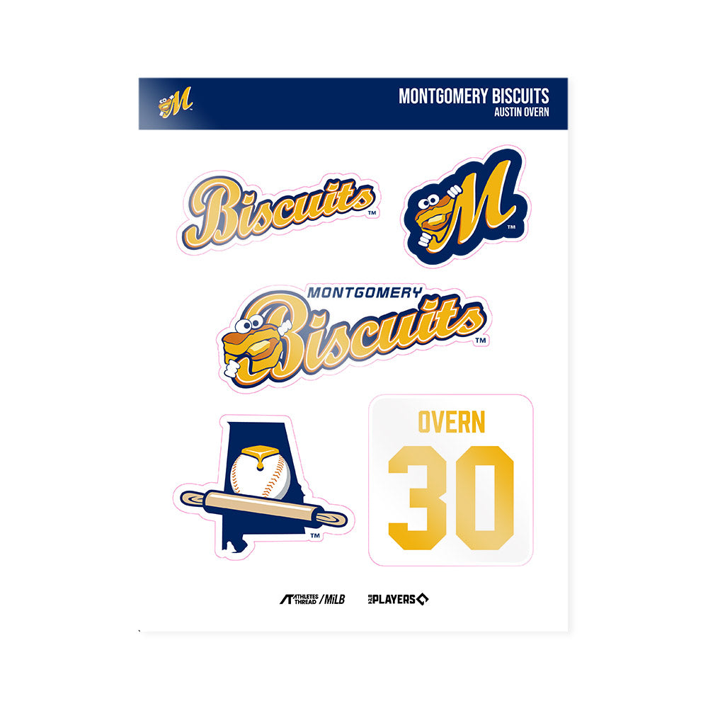 Montgomery Biscuits - MILB Baseball : Austin Overn - Sticker Sheet-0
