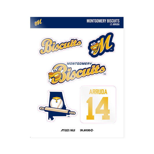 Montgomery Biscuits - MILB Baseball : J.T. Arruda - Sticker Sheet-0
