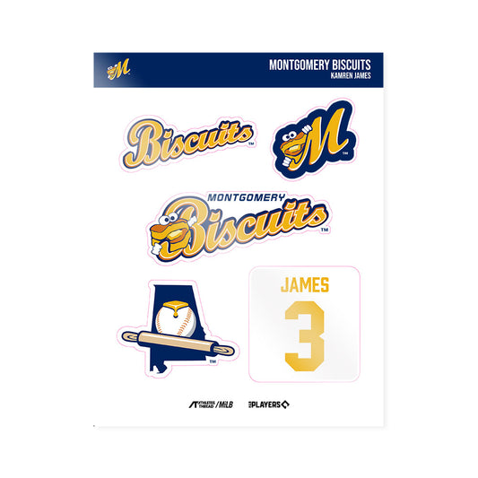 Montgomery Biscuits - MILB Baseball : Kamren James - Sticker Sheet-0