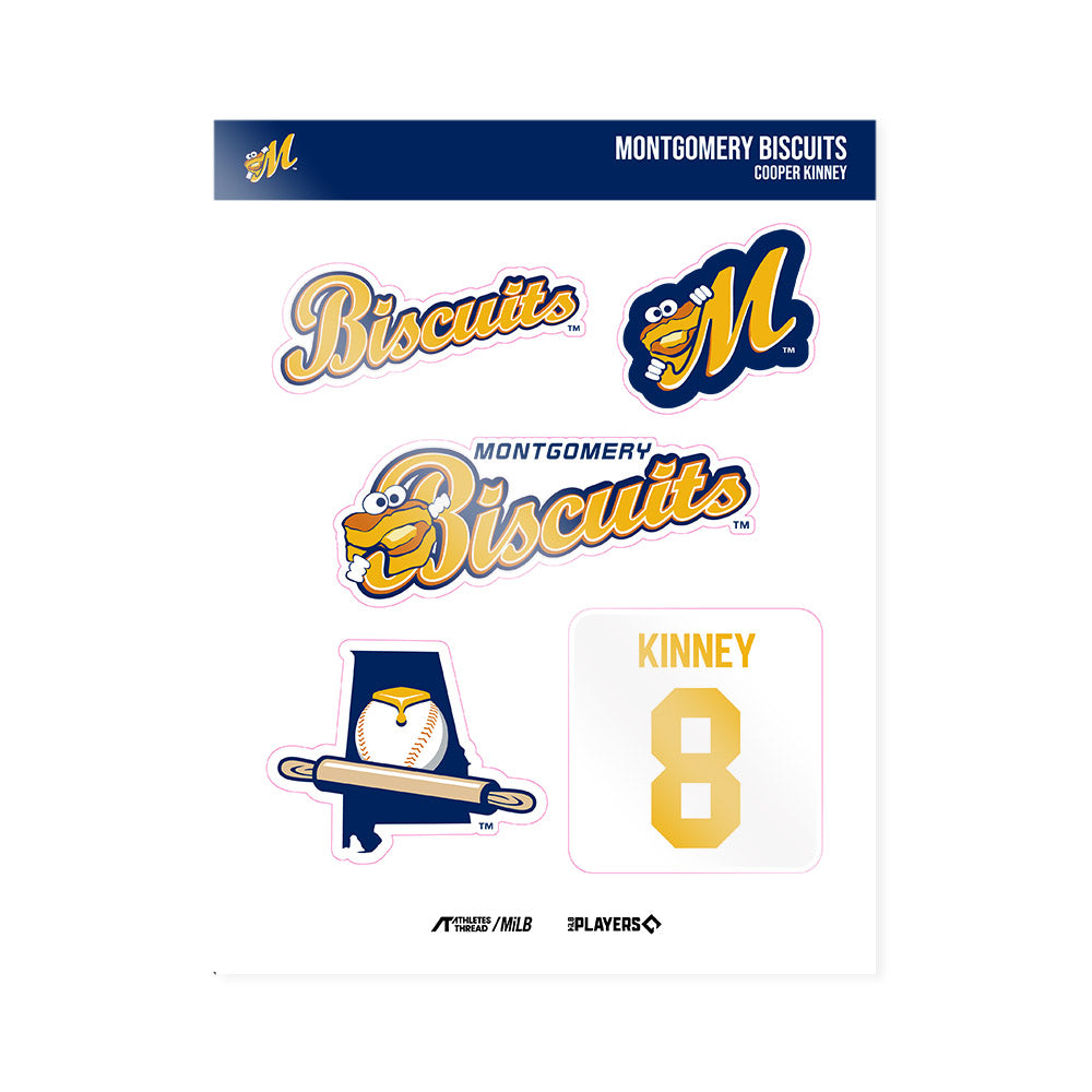 Montgomery Biscuits - MILB Baseball : Cooper Kinney - Sticker Sheet-0