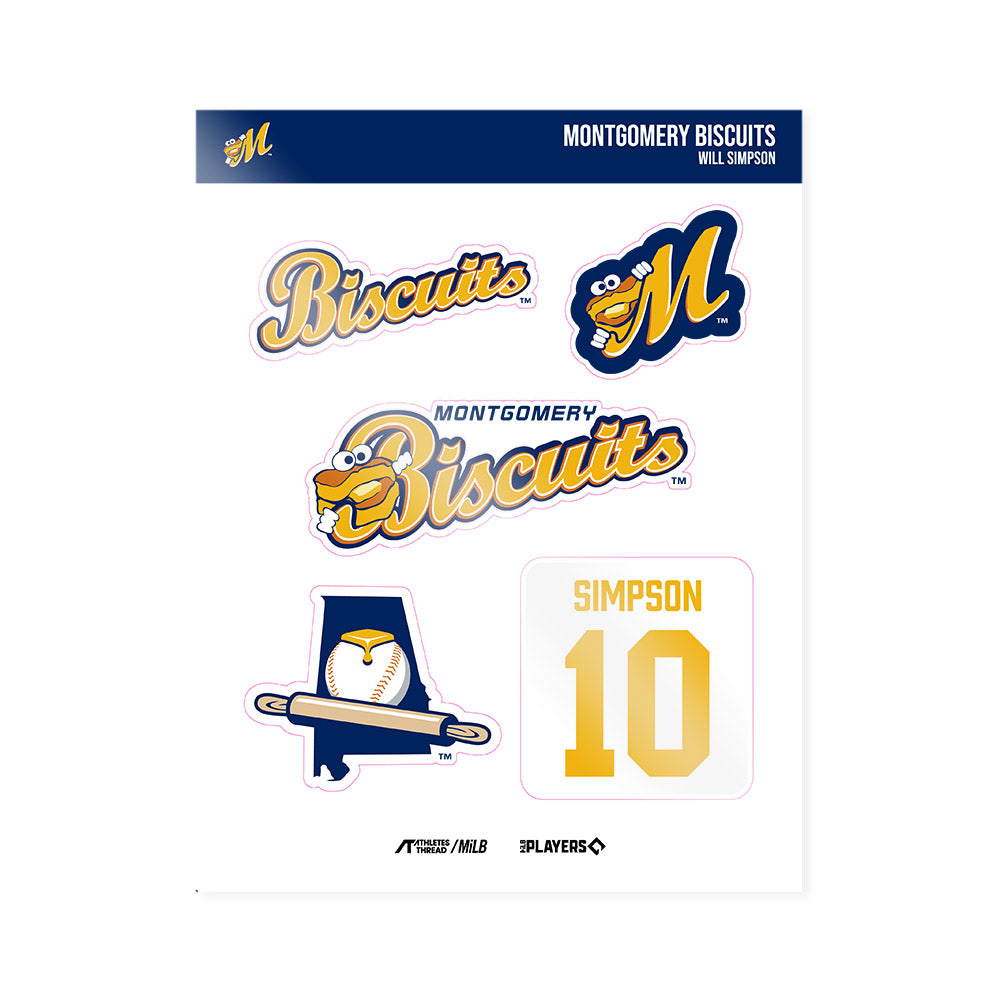 Montgomery Biscuits - MILB Baseball : Will Simpson - Sticker Sheet-0