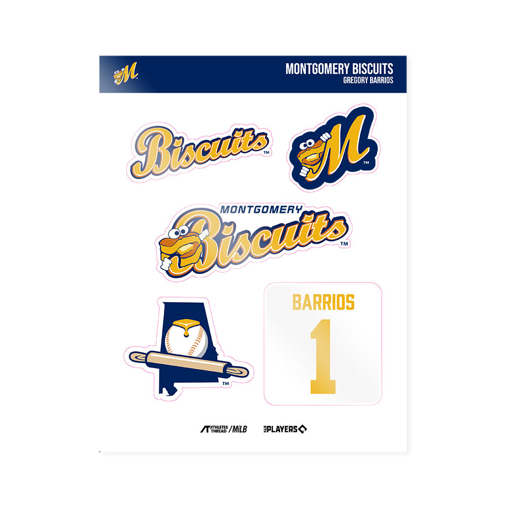 Montgomery Biscuits - MILB Baseball : Gregory Barrios - Sticker Sheet-0