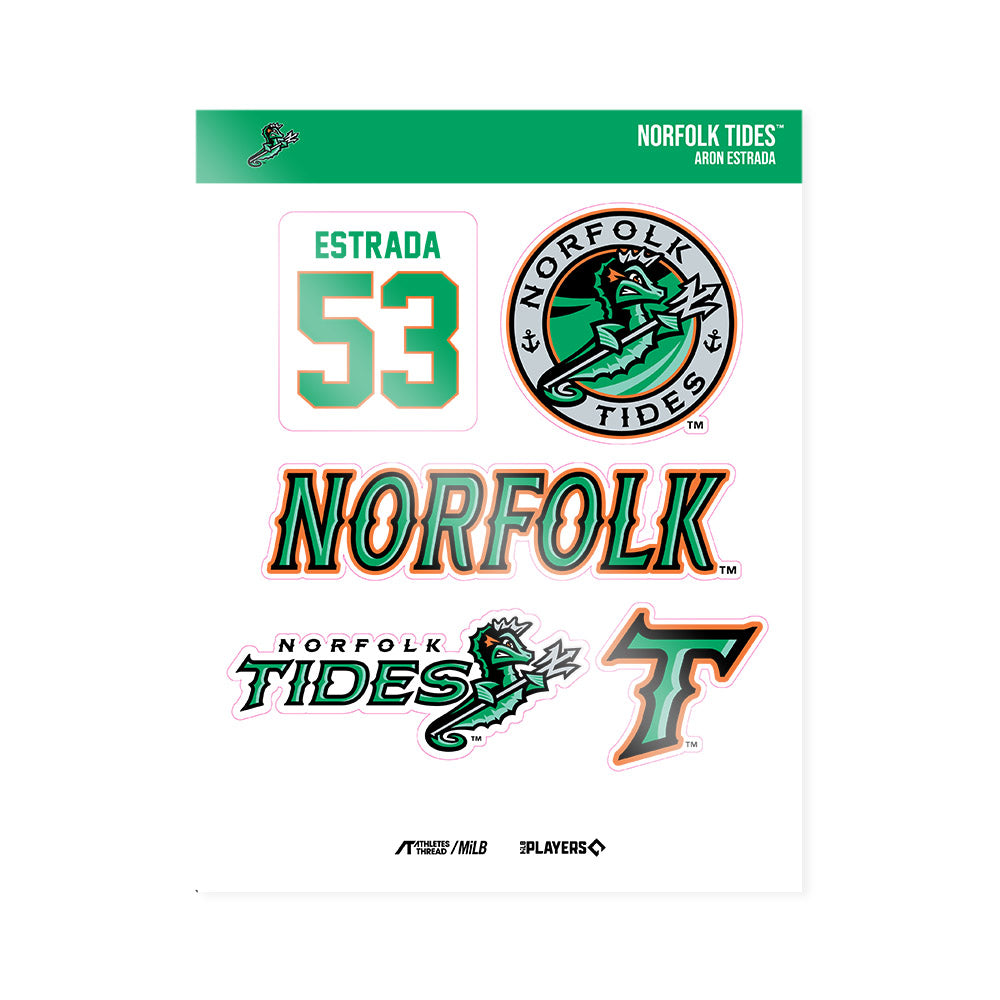 Norfolk Tides - MILB Baseball : Aron Estrada - Sticker Sheet-0