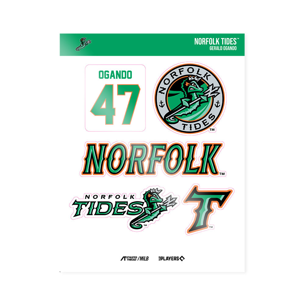 Norfolk Tides - MILB Baseball : Gerald Ogando - Sticker Sheet-0