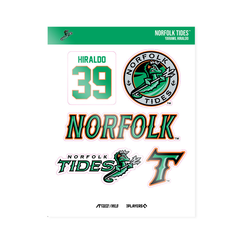 Norfolk Tides - MILB Baseball : Yaramil Hiraldo - Sticker Sheet-0