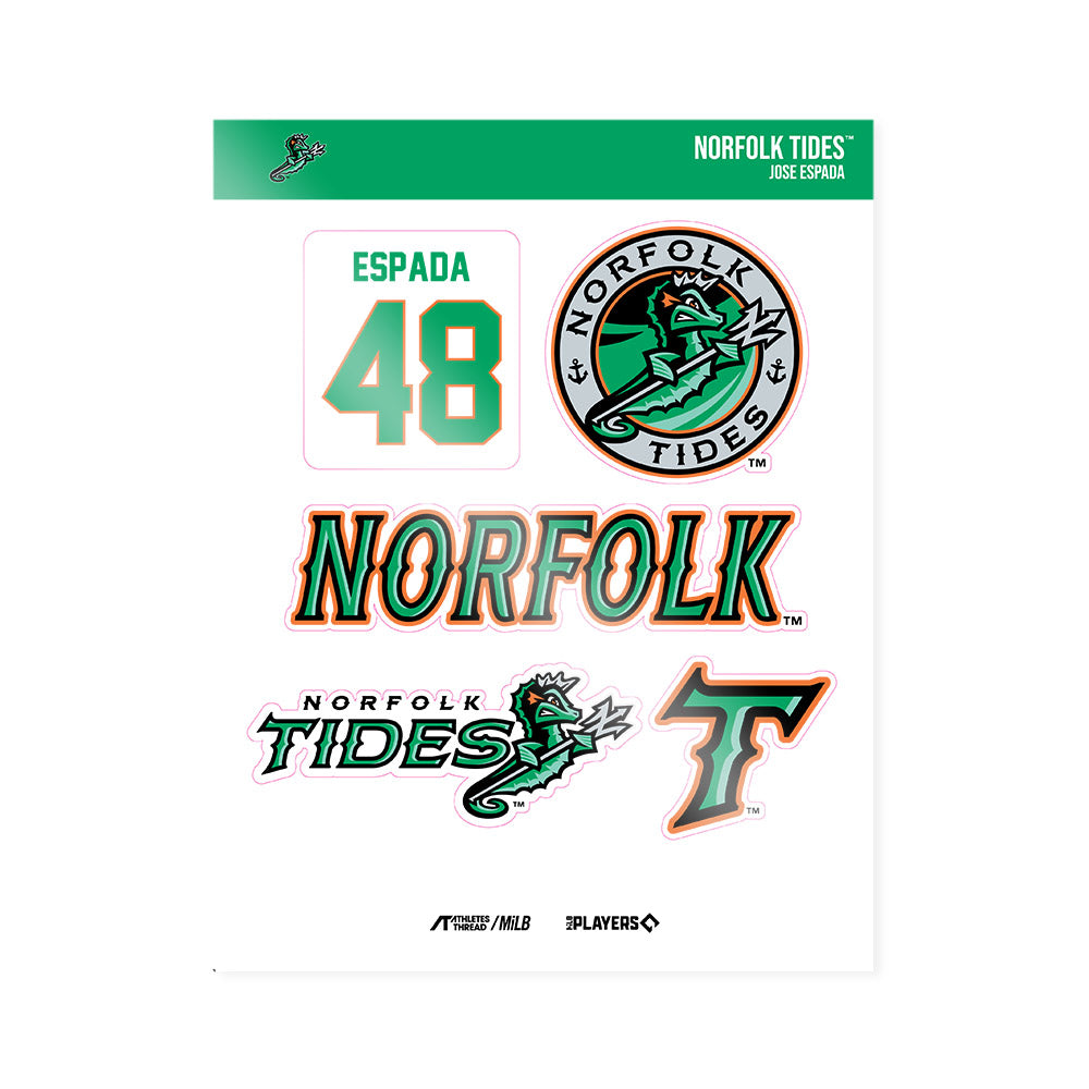 Norfolk Tides - MILB Baseball : Jose Espada - Sticker Sheet-0