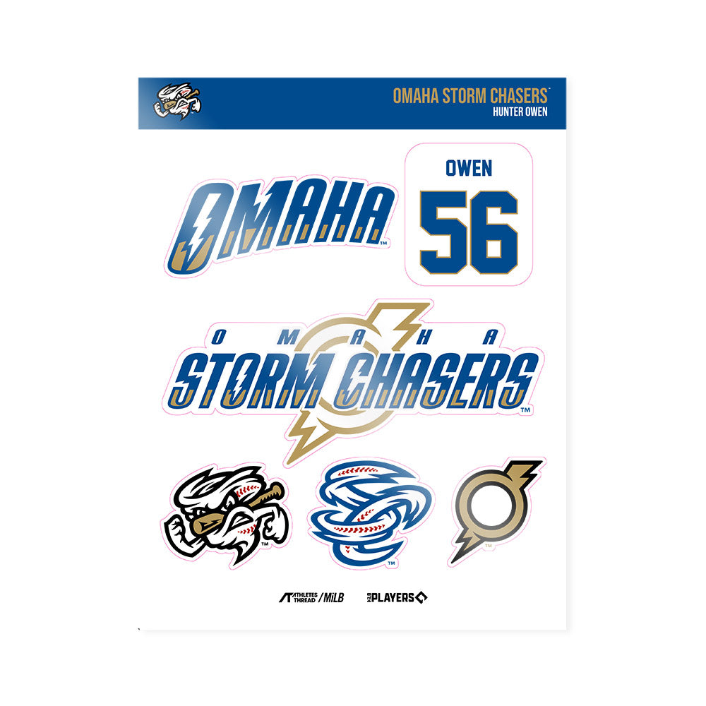Omaha Storm Chasers - MILB Baseball : Hunter Owen - Sticker Sheet-0