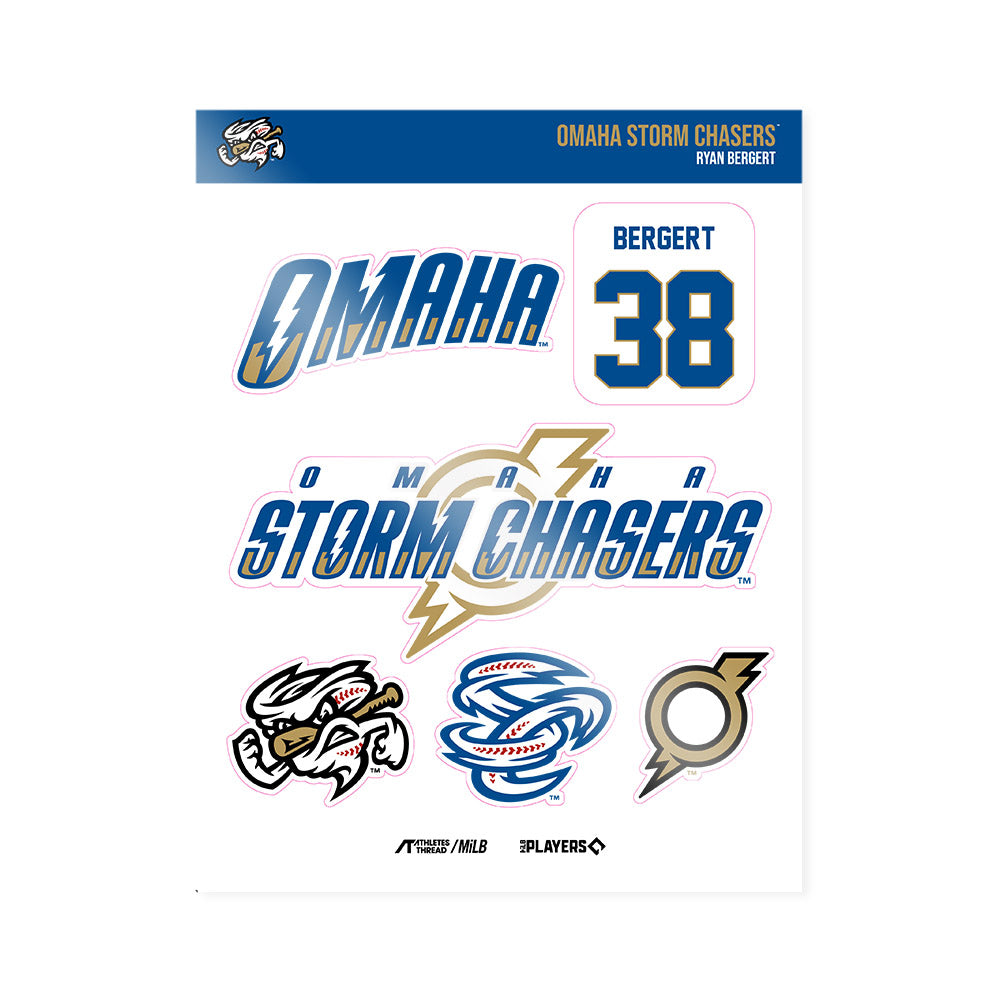 Omaha Storm Chasers - MILB Baseball : Ryan Bergert - Sticker Sheet-0