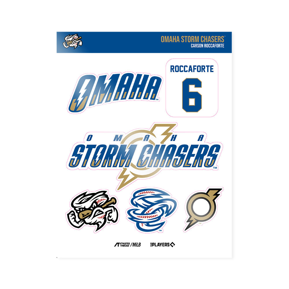 Omaha Storm Chasers - MILB Baseball : Carson Roccaforte - Sticker Sheet-0