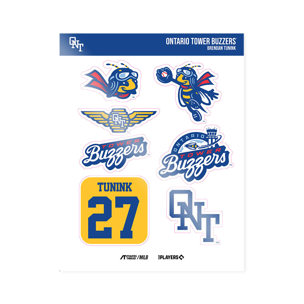 Ontario Tower Buzzers - MILB Baseball : Brendan Tunink - Sticker Sheet-0