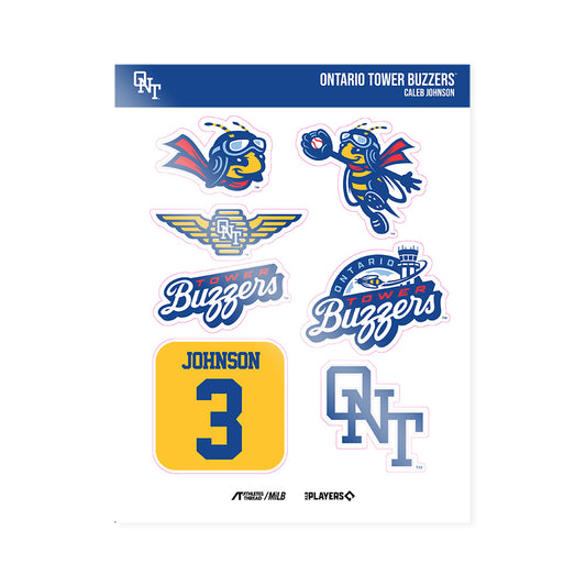 Ontario Tower Buzzers - MILB Baseball : Caleb Johnson - Sticker Sheet-0