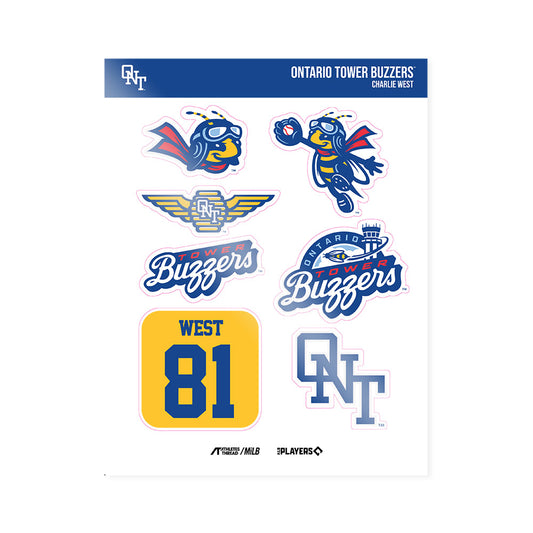 Ontario Tower Buzzers - MILB Baseball : Charlie West - Sticker Sheet-0