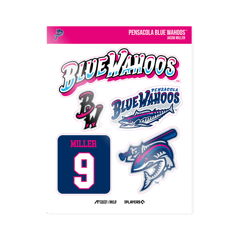 Pensacola Blue Wahoos - MILB Baseball : Jacob Miller - Sticker Sheet-0