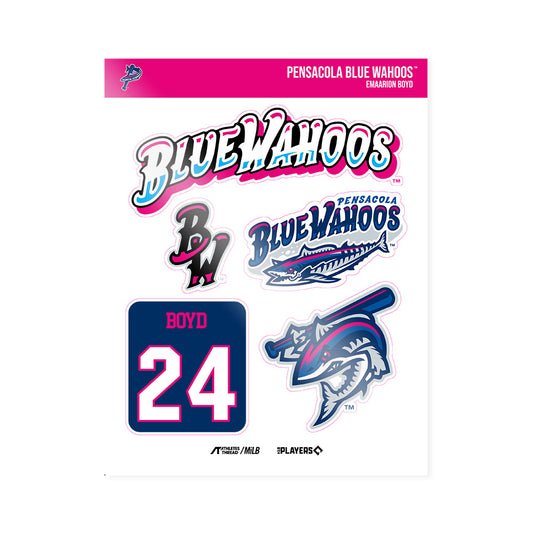 Pensacola Blue Wahoos - MILB Baseball : Emaarion Boyd - Sticker Sheet-0
