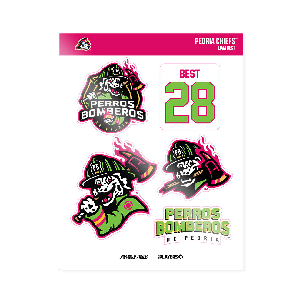 Peoria Chiefs - MILB Baseball : Liam Best - Sticker Sheet-0