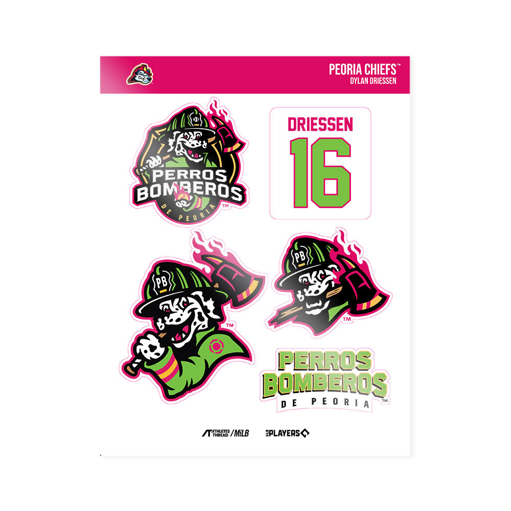 Peoria Chiefs - MILB Baseball : Dylan Driessen - Sticker Sheet-0