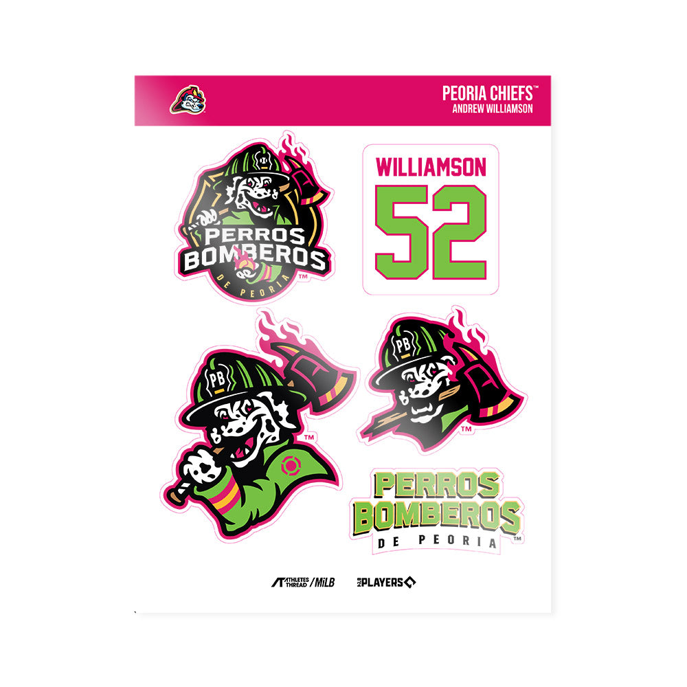 Peoria Chiefs - MILB Baseball : Andrew Williamson - Sticker Sheet-0