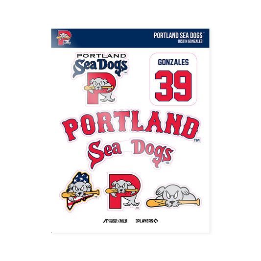 Portland Sea Dogs - MILB Baseball : Justin Gonzales - Sticker Sheet-0
