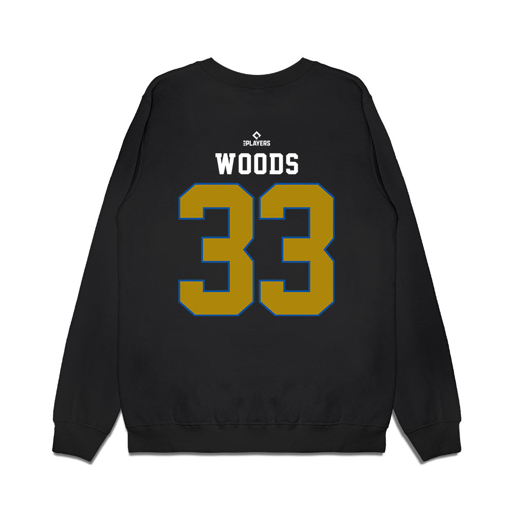 QC River Bandits - MILB Baseball : Jordan Woods - Premium Crewneck Sweatshirt-1