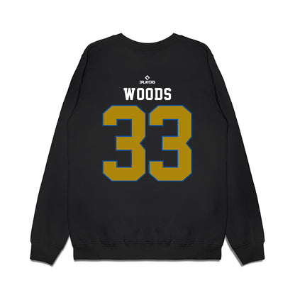QC River Bandits - MILB Baseball : Jordan Woods - Premium Crewneck Sweatshirt-1