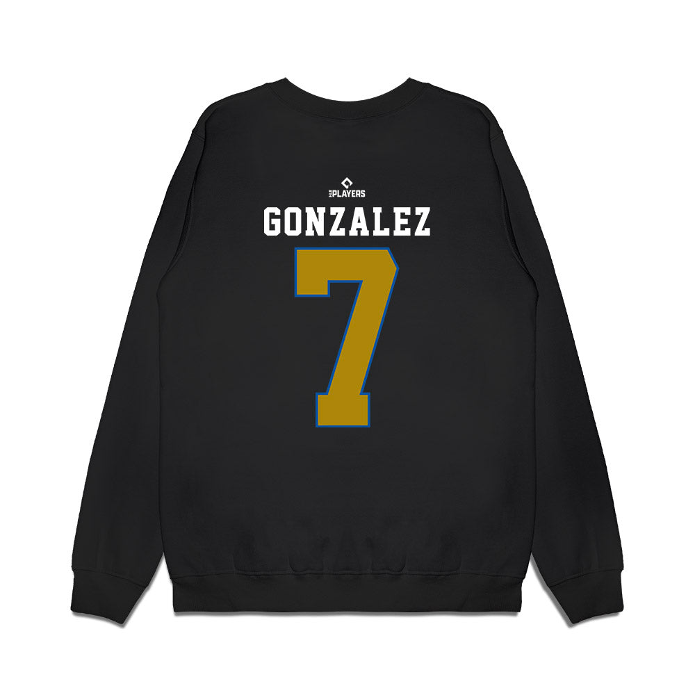 QC River Bandits - MILB Baseball : Asbel Gonzalez - Premium Crewneck Sweatshirt-1